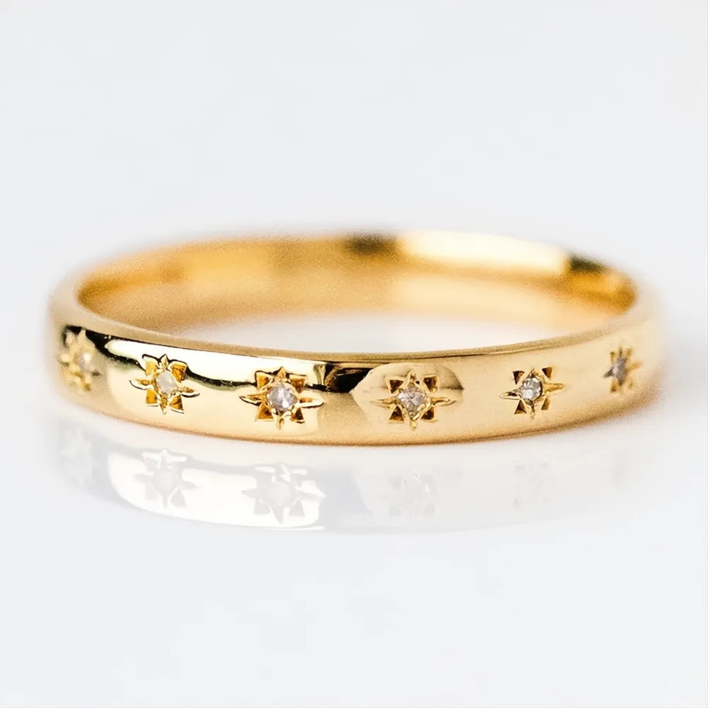 Minimalist Wedding Thin Rings for Women Cubic Zirconia Brass Gold & Silver Engagement Bands