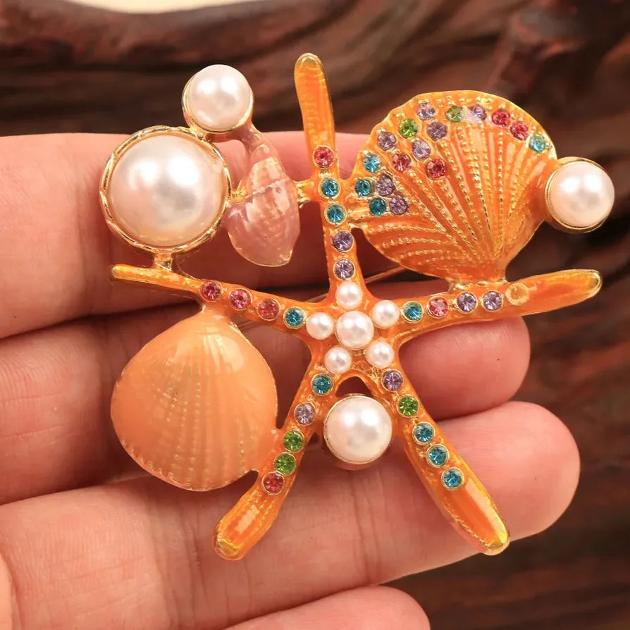 Elegant Starfish Brooch Wedding Gift for Men and Women