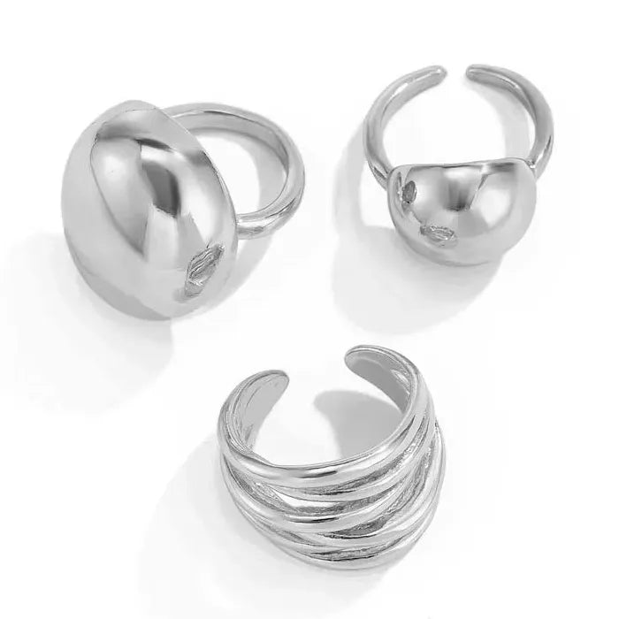 3Pcs Punk Gold Lava Geometric Rings Set for Women 2024 Trendy Jewelry