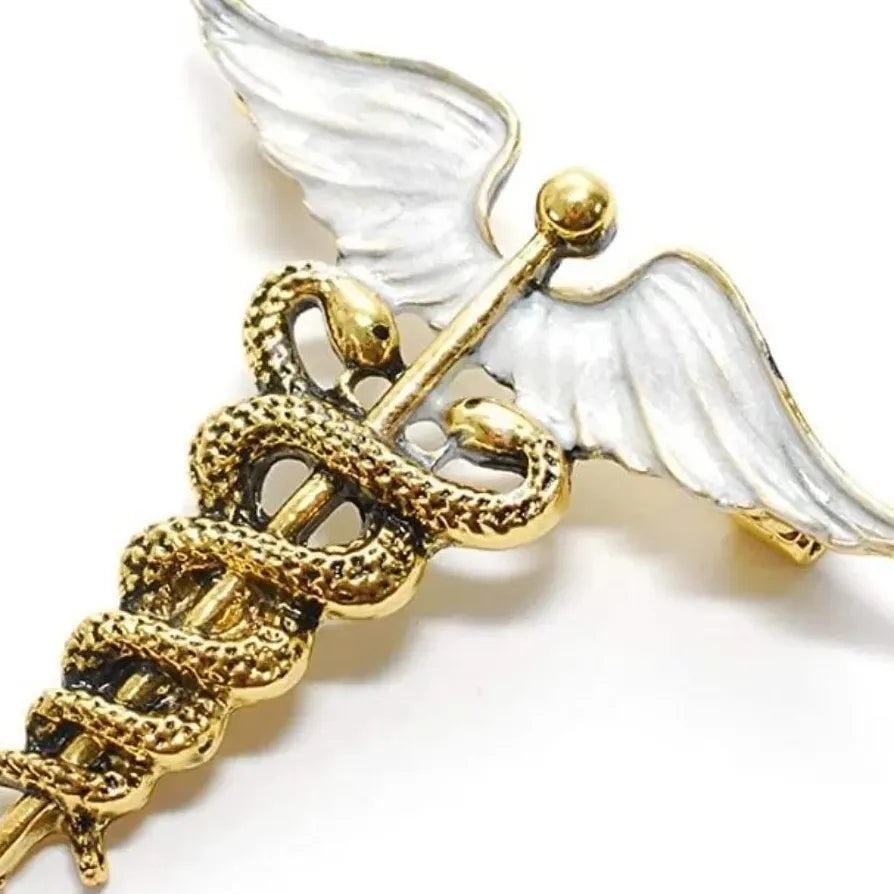 Enamel Caduceus Medical Symbol Brooch Pin Doctor Nurse Gift