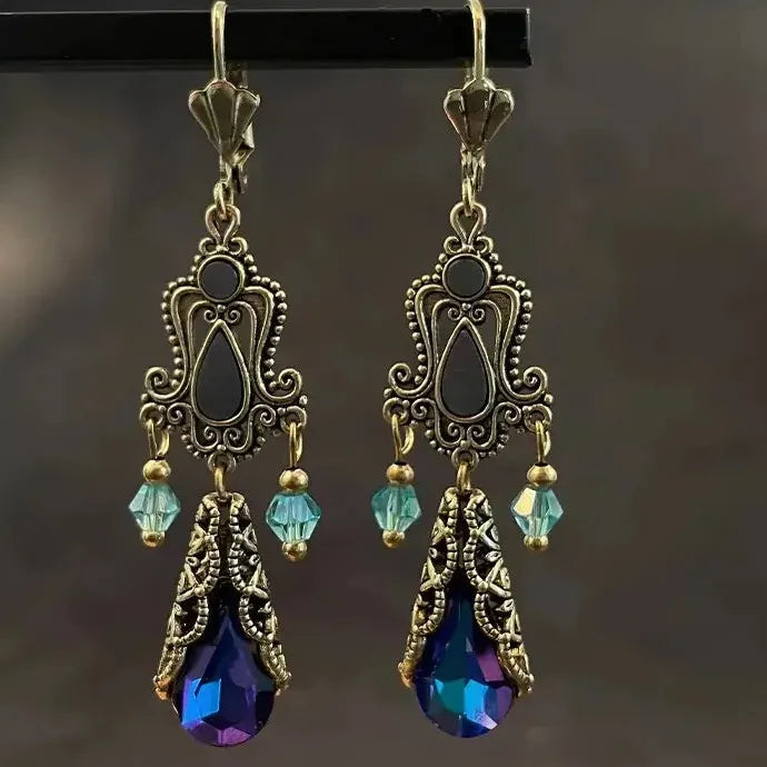 Vintage Bohemian Acrylic Crystal Water Drop Earrings Women’s Geometric Jewelry