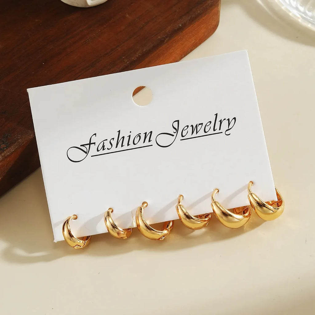 Vintage Geometric Twist Drop Hoop Earrings Set Zinc Alloy Jewelry Gifts