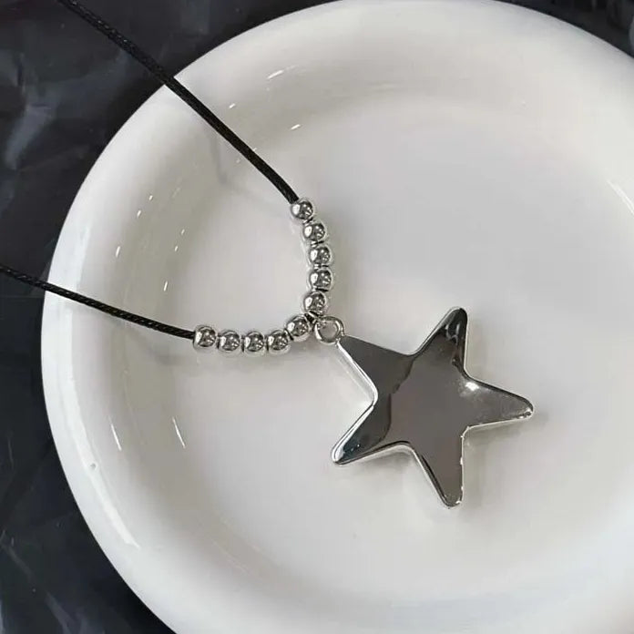 Simple Metal Star Pendant Necklace Unisex Punk Hip Hop Y2K Jewelry Accessory
