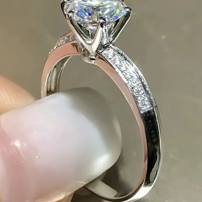 Geometric Cubic Zirconia Eternity Wedding Engagement Ring for Women
