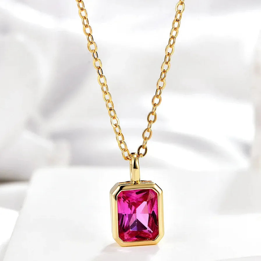 Multicolor Crystal Square Zircon Gold Choker Necklace for Women Party Jewelry