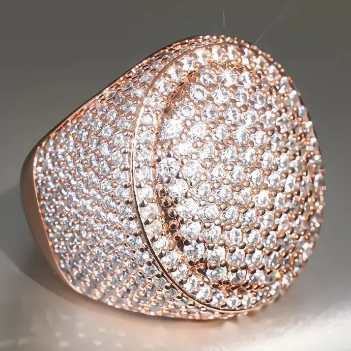 Geometric Women’s Ring Wedding Engagement Luxury Brass CZ Jewelry Shining