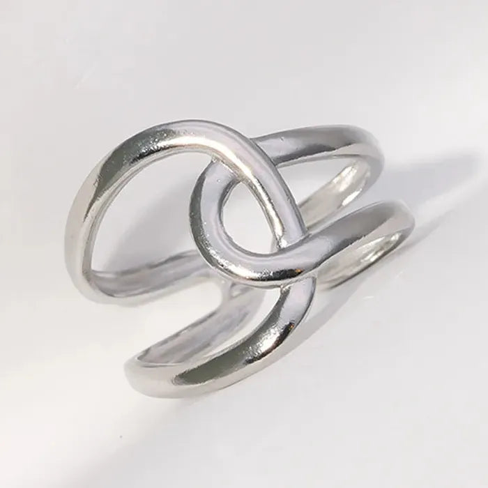Minimalist Stainless Steel Double Layer S-Shaped Waterproof Ring for Women Jewelry