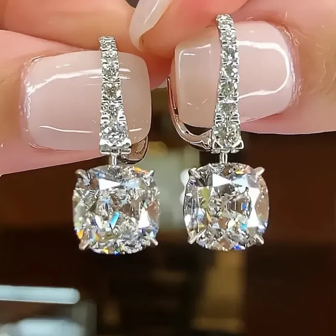 Elegant Geometric Cubic Zirconia Drop Earrings for Women Wedding Jewelry
