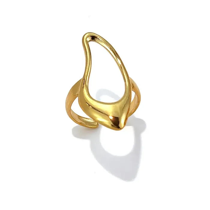 Vintage Stainless Steel Wide Edged Geometric Hollow Rings for Women and Men