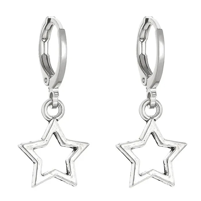 Creative Mini Star Hoop Earrings Zinc Alloy Jewelry Gifts for Women