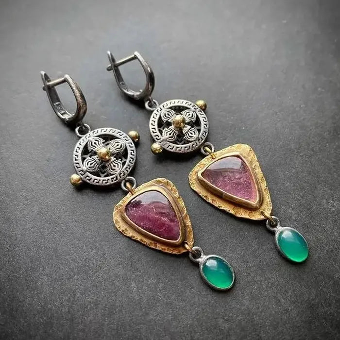 Vintage Ethnic Style Zinc Alloy Carved Pattern Drop Earrings for Women Banquets