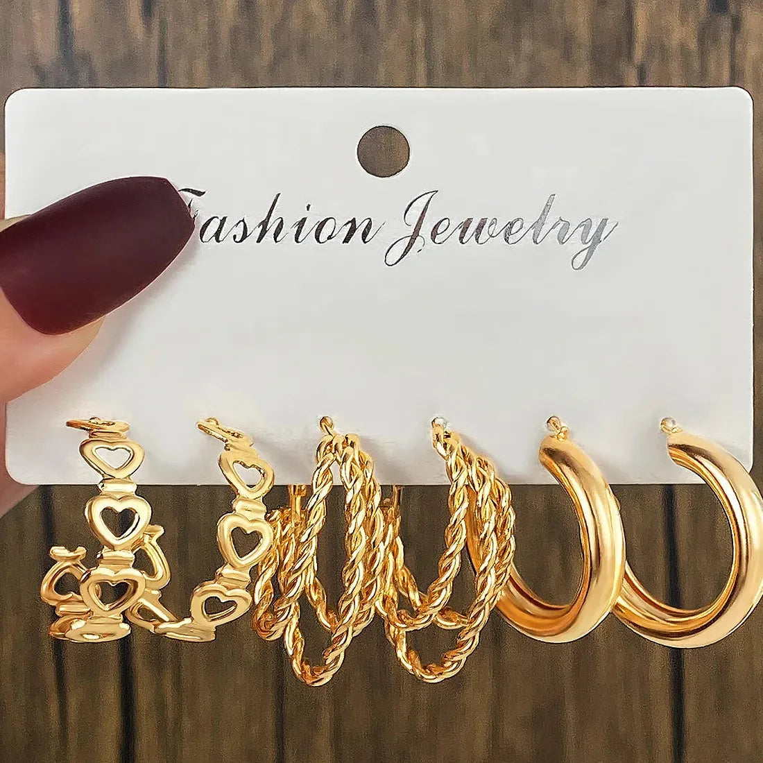 Vintage Geometric Twist Drop Hoop Earrings Set Zinc Alloy Jewelry Gifts