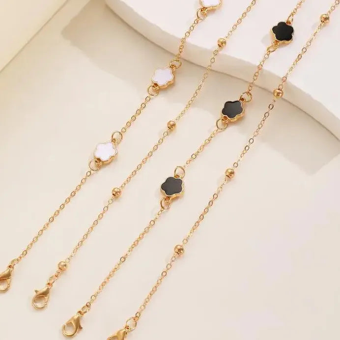2Pcs Adjustable Zinc Alloy Five-Petal Flower Anklet for Women