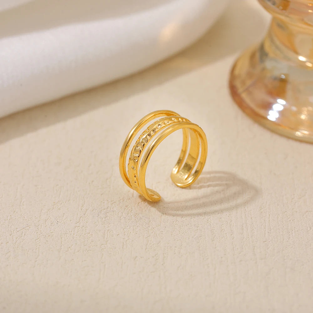 Hammered Open Thumb Ring for Women 18K Gold-Plated Copper Vintage Wedding Gift
