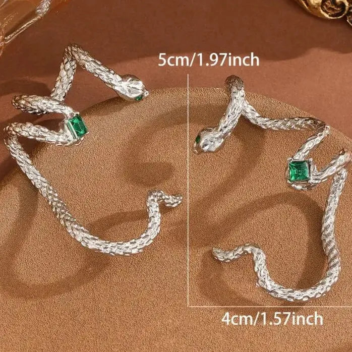 Hiphop Punk Snake Shaped Silver Clip-On Ear Cuff Earring for Women Jewelry