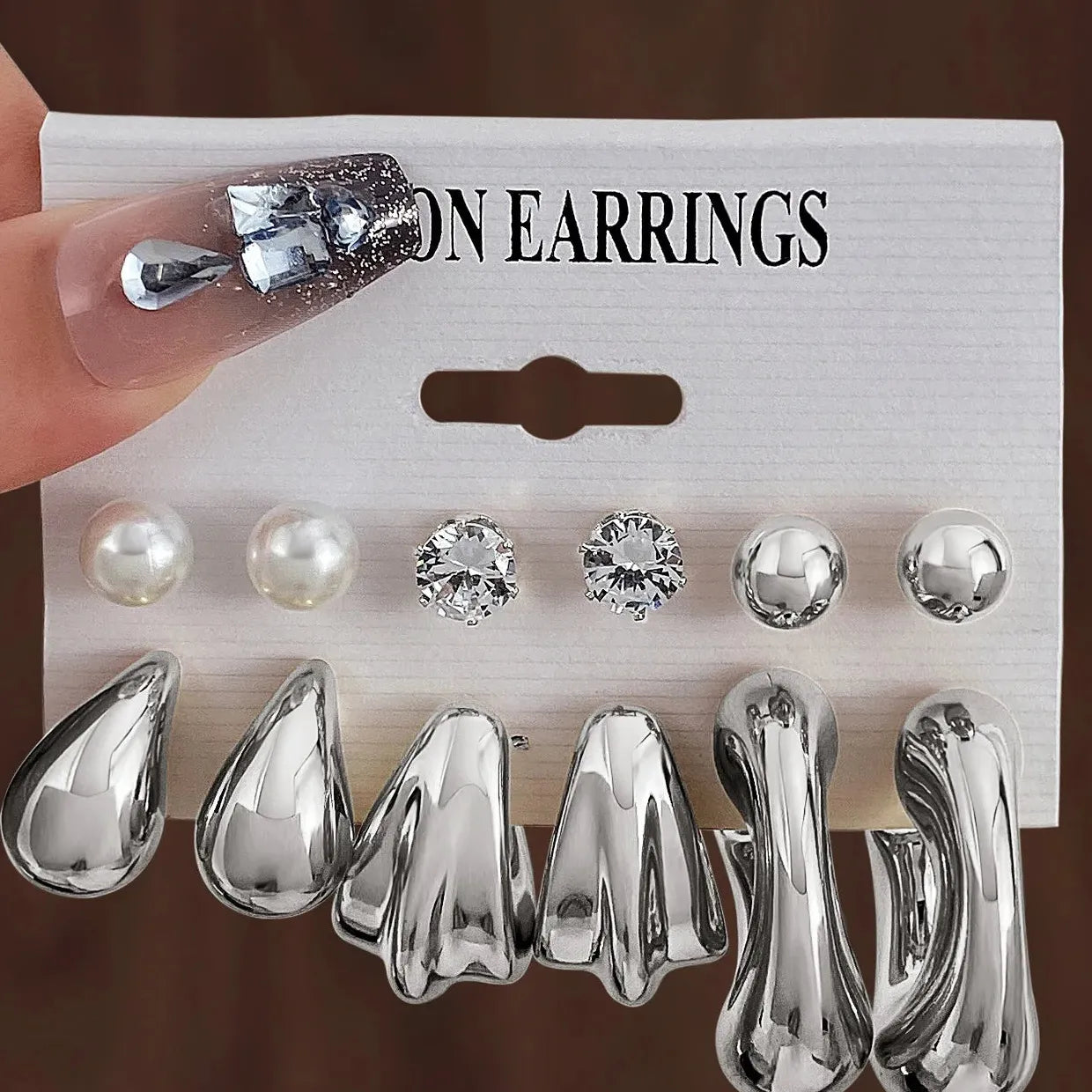 12Pcs Vintage Gold Geometric Water Drop C-Earrings Tungsten Zinc Alloy