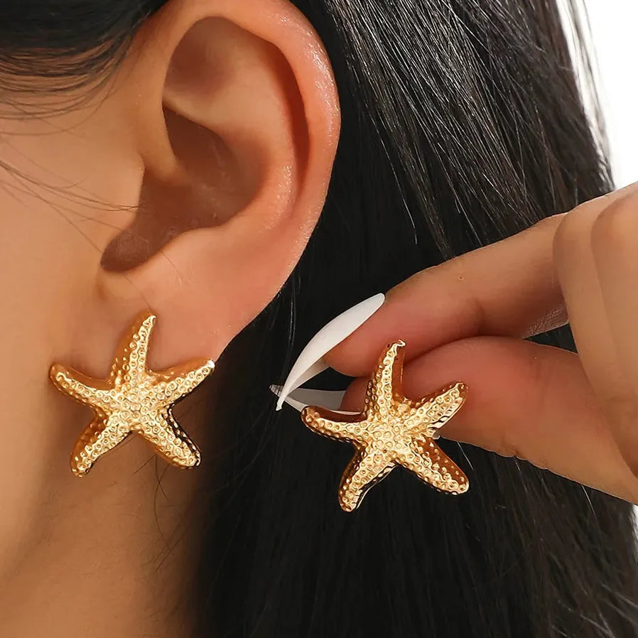 Exaggerated Ocean Starfish Double-Layer Bohemian Drop Earrings for Women