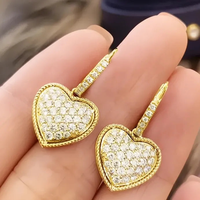 Elegant Heart Drop Cubic Zirconia Earrings for Women Engagement Jewelry