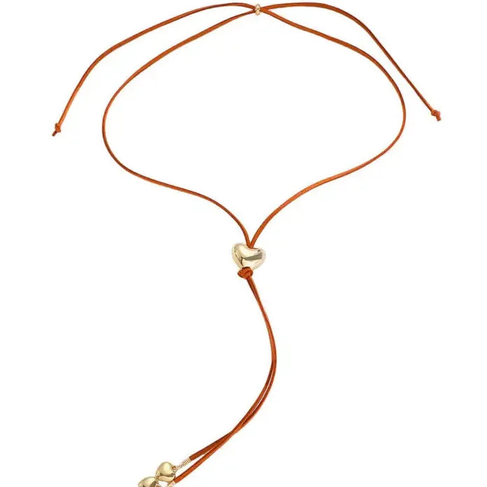 Gold Color Heart Star Sun Tassel Y-Shaped Long Pendant Necklace for Women