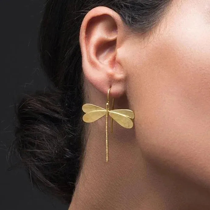 Dragonfly Drop Earrings for Women Zinc Alloy Long Party Wedding Jewelry