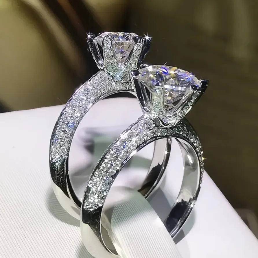 Classic Eternity Wedding Ring for Women 6-Prong Cubic Zirconia Band