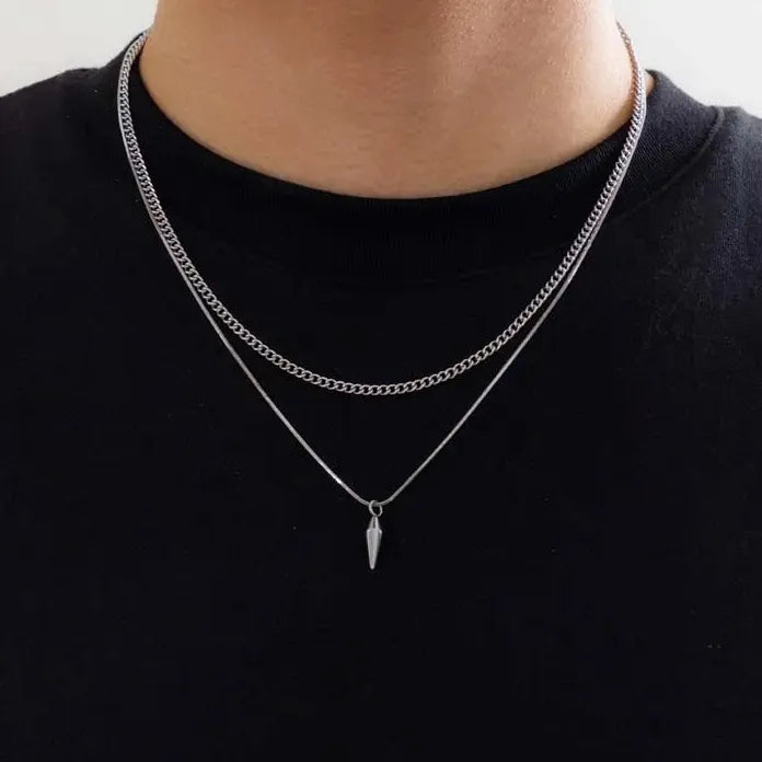 Punk Black Beads Rivet Choker Necklace Men Women Spike Tassel Y2K Jewelry