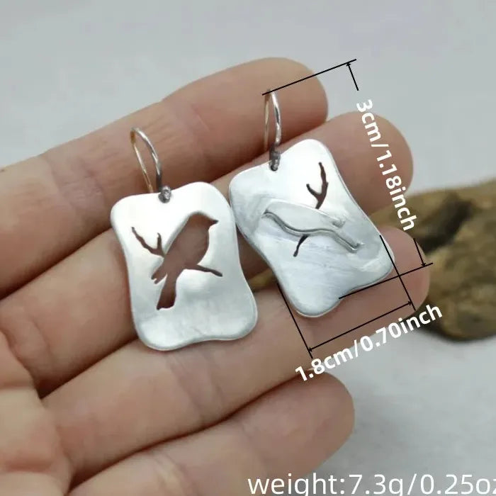 Silver Geometric Animal Charm Irregular Rectangular Zinc Alloy Earrings for Women