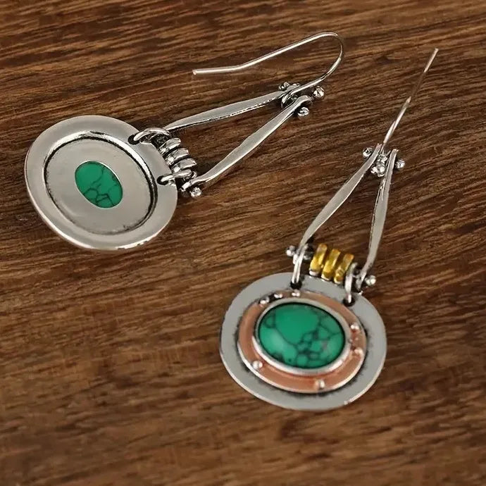 Vintage Turquoise Dangle Earrings for Women - Zinc Alloy Silver Plated Jewelry Gift