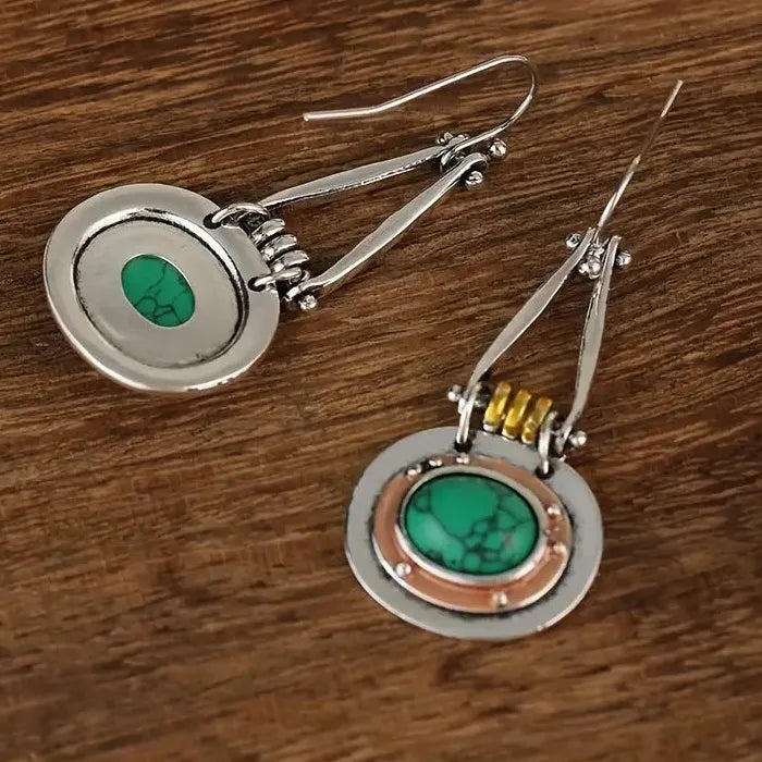 Retro Silver Long Drop Earrings for Women Resin Zinc Alloy Jewelry Hot Sale