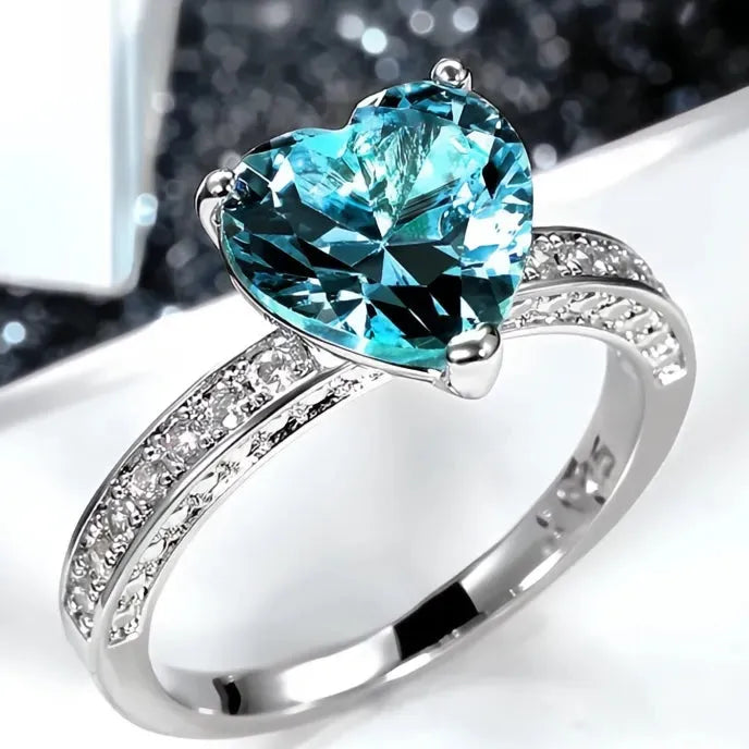 Luxury Women Heart Engagement Ring Brass Solitaire Pink Cubic Zirconia Anniversary Gift