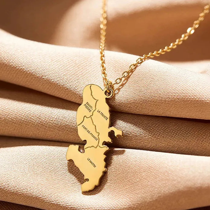 Geometric Stainless Steel Madagascar Pendant Necklace Gift for Women Men