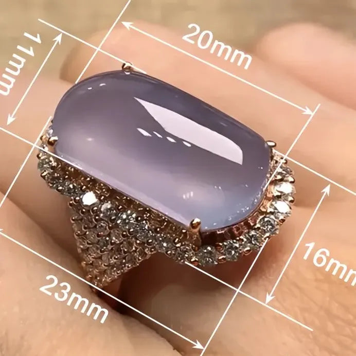Elegant Imitation Moonstone CZ Brass Cocktail Ring for Women Gift