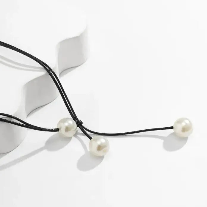 Adjustable Wax Rope Simulated Pearl Necklace for Women Fashion Charm Jewelry