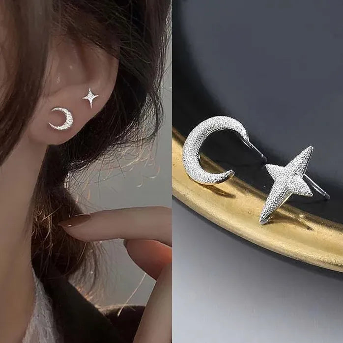 Pentagram Asymmetric Long Tassel Earrings Rhinestone Star Jewelry for Women