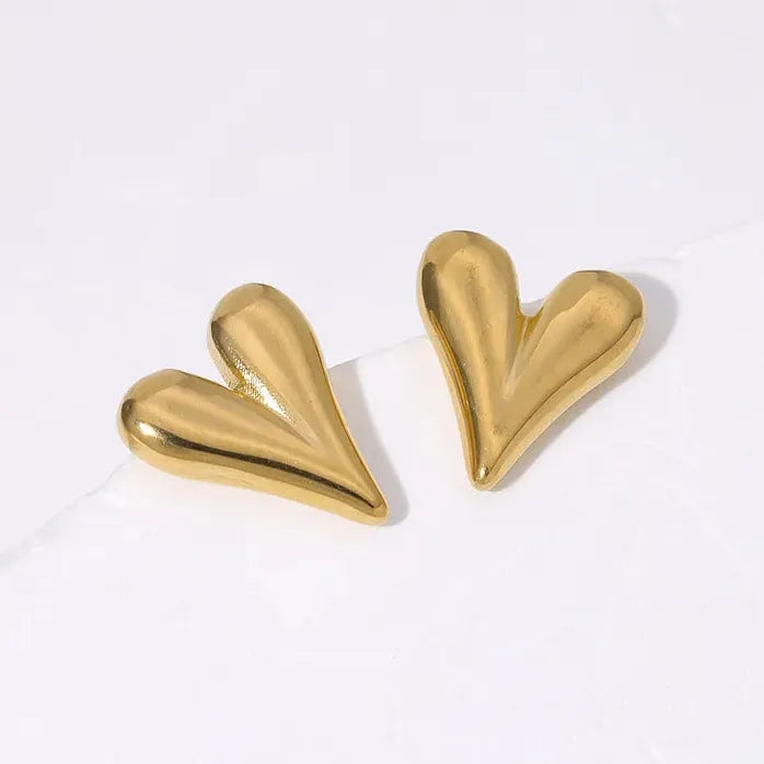 Gold Stainless Steel Heart Huggie Hoop Earrings Tarnish Resistant Jewelry for Women
