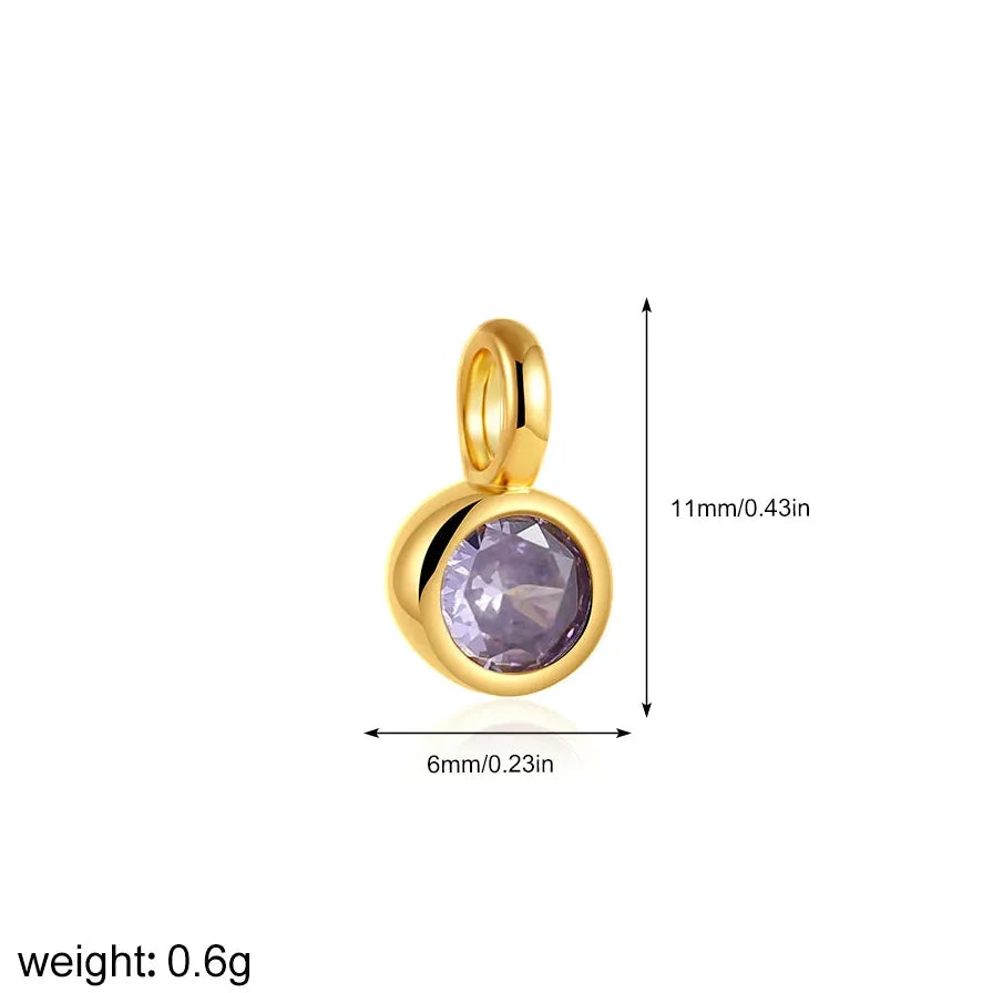 Multicolor Crystal 12 Month Birthstone Pendant Charm for Women Stainless Steel Gold Jewelry