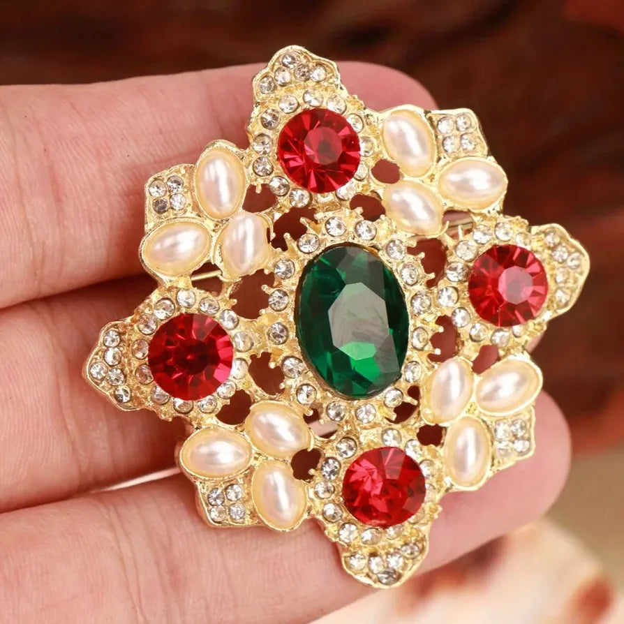 Vintage Openwork Floral Cross Brooch for Women Classic Style Accessory