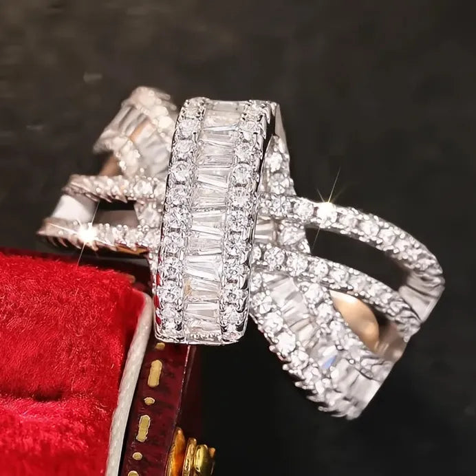 Elegant Bowknot Women’s Cubic Zirconia Brass Cocktail Wedding Ring