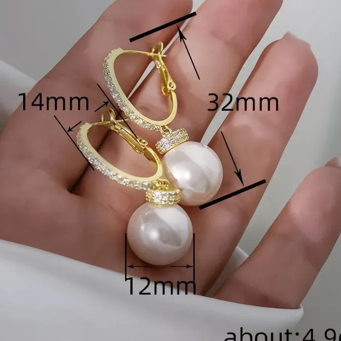 Luxury Women Gold Color Drop Earrings Imitation Pearl Wedding Gift Jewelry