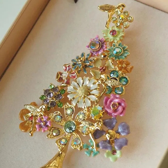 Vintage Medieval Flower Fairy Brooch Antique Christmas Pin Accessory