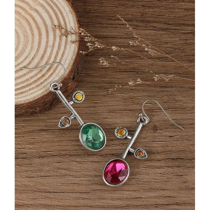 Bohemian Zinc Alloy Asymmetric Long Drop Earrings Flower Pendant Gift