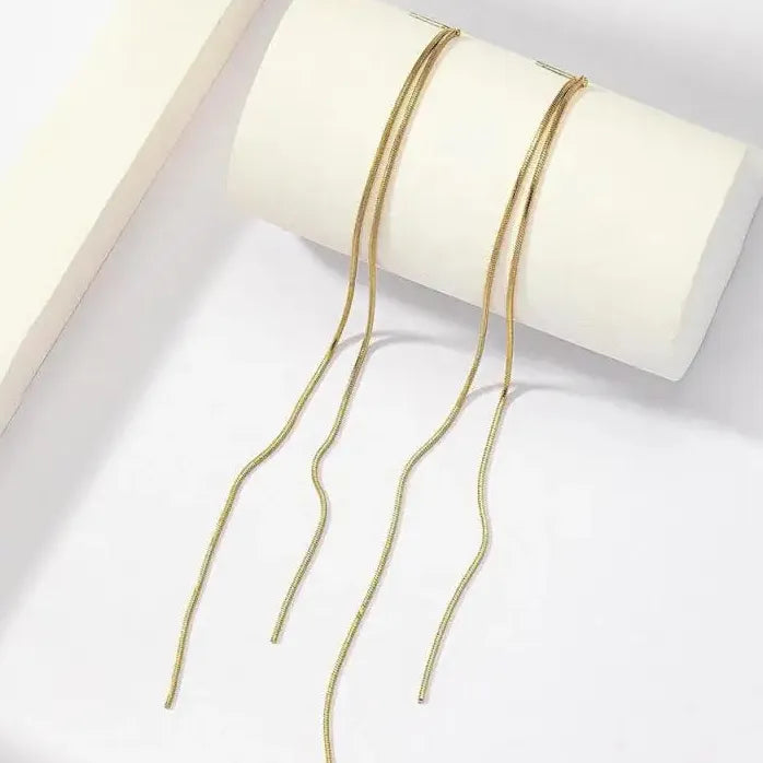 Minimalism Stainless Steel Geometric Tassel Drop Earrings for Women Gold Jewelry