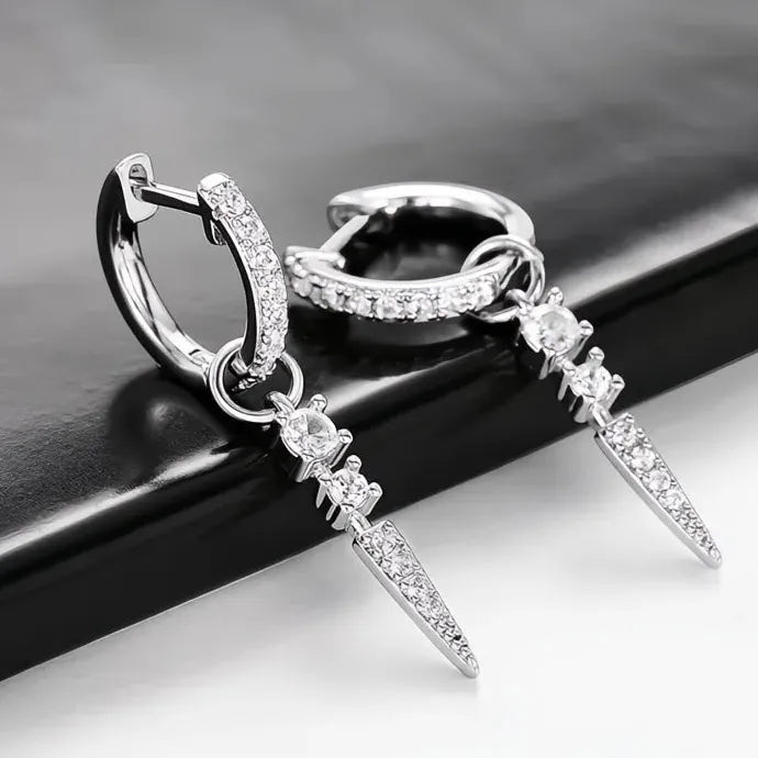 Trendy Cool Girl Copper Alloy Earrings with Sparkling Cubic Zirconia Pendant