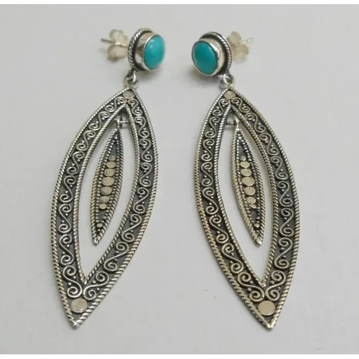 Bohemian Geometric Zinc Alloy Drop Earrings Striped Leaf Pendant for Women