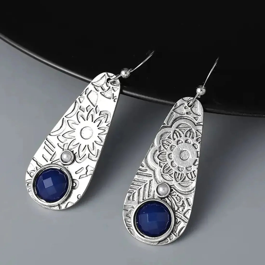 Bohemian Vintage Ethnic Irregular Drop Earrings for Women Zinc Alloy Silver