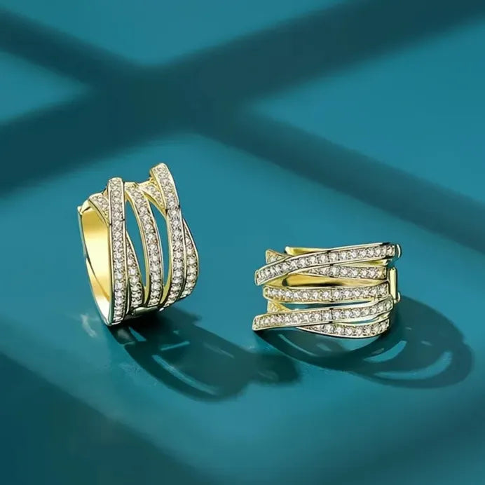 Geometric Multi-layer Hoop Earrings with Sparkling Cubic Zirconia for Women
