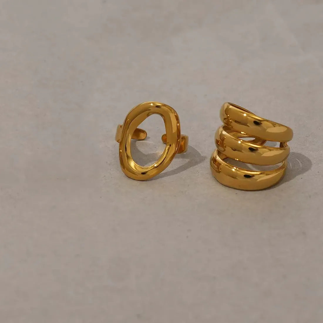 Stainless Steel Hollow Circle Rings for Women Punk Multi Layer Jewelry Gift