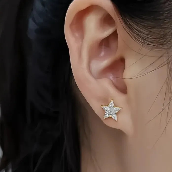 Star Women Stud Earrings Copper CZ Jewelry Fashion Party Wedding Gift