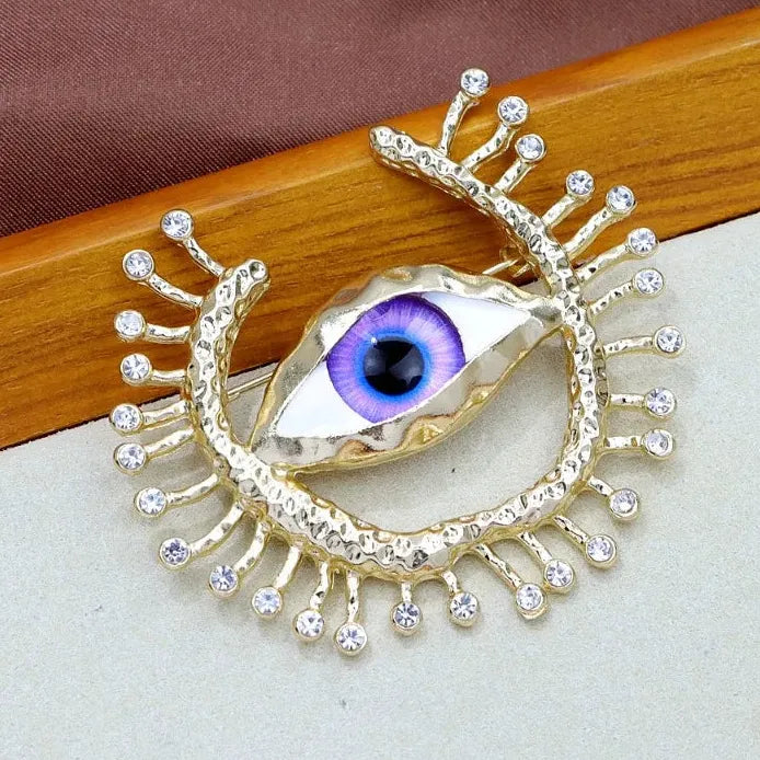 Luxury Sparkling Devil Eyes Brooch Pin for Women Men Classic Style