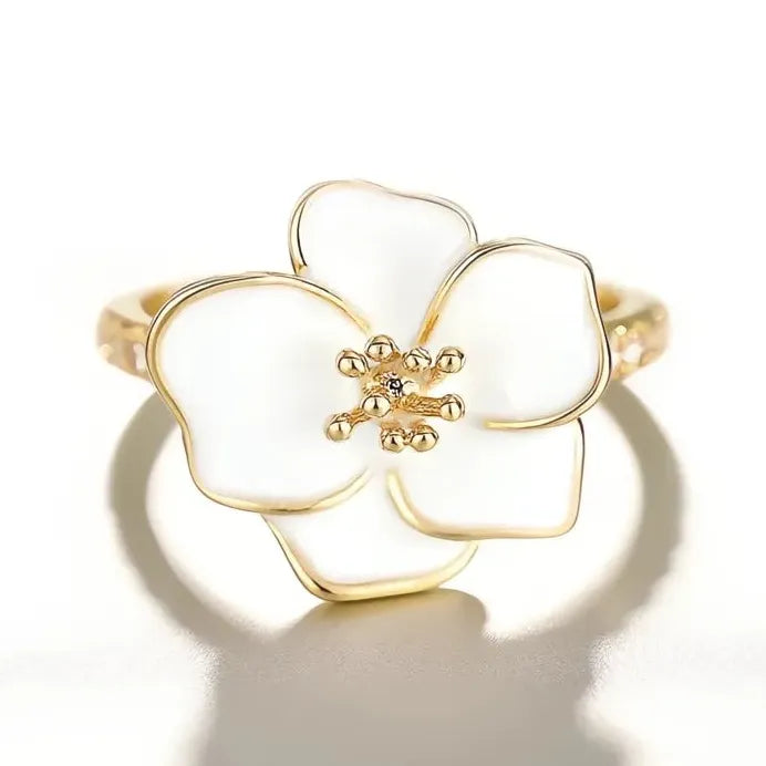Elegant Flower Ring with Cubic Zirconia Brass Jewelry for Women Party